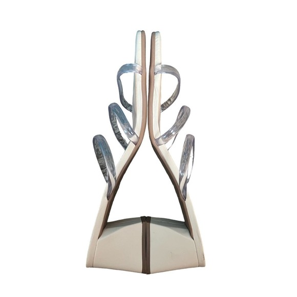 Steve Madden Hanya Block Heel Strappy Neutral Clear Mule Square Toe Sandals 9.5 - Picture 4 of 9